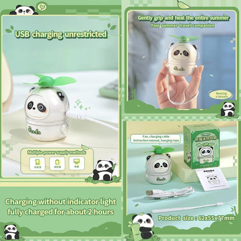 Rechargeable Mini Panda Fan, Summer Cute Animal Tabletop Decoration Portable Fan, Small Table Fan, Desk, Bedside Bookshelf, Car Mounted Small Toy ...