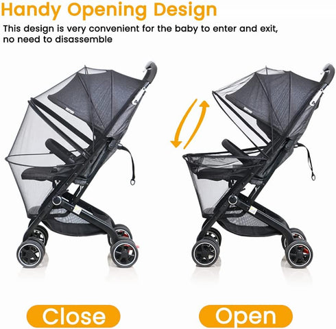 Orzbow Universal Mosquito Net for Stroller, Baby Bug Net with Two-Way Zippers & Storage Bag, Breathable & Foldable Mosquito Nets for Strollers, Ca...