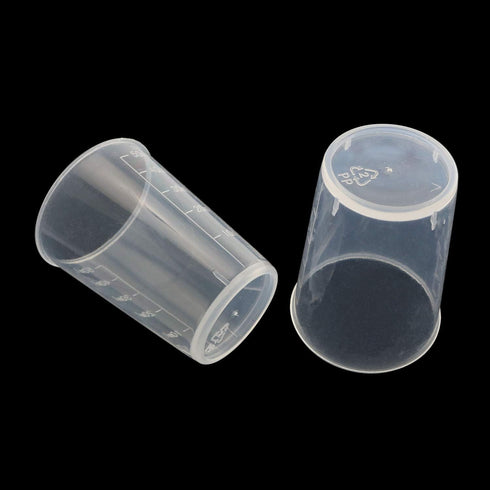 Tegg Plastic Graduated Cup 30PCS 50ml/1.7oz Clear Plastic Mixing Cups Measuring Cups with 50 PCS Wood Craft Sticks Transparent Scale Cups...