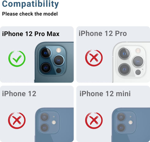Korecase for iPhone 12 Pro Max Camera Lens Protector, Anti Scrach HD Tempered Glass Camera Screen Protector Cover,Aluminum Alloy Whole Camera Lens...