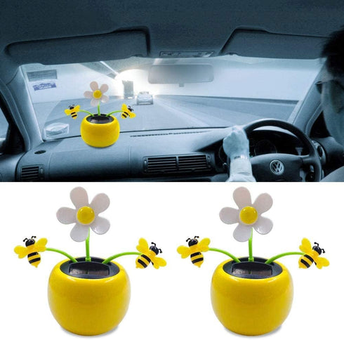 Sunflower Honey Bee Solar Dancing Flower Sunflower Toys, Solar Dancing Figurines Ornament, Dancing Flower, Car Swinging Dancing Toy Car Windowsill...