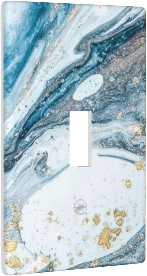 Blue Marble Light Switch Cover 1 Gang Wall Plate Single Toggle Switch Plate Covers, Abstract Decorative Light Switch Plates for Office Home, 4.50 ...