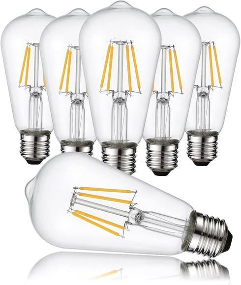 HESSION Vintage LED Edison Bulb, Medium E26 Led Bulbs 40W Equivalent, 6-Pack Dimmable Light Bulbs, High Brightness 400LM Warm White 2700K, ST58 An...