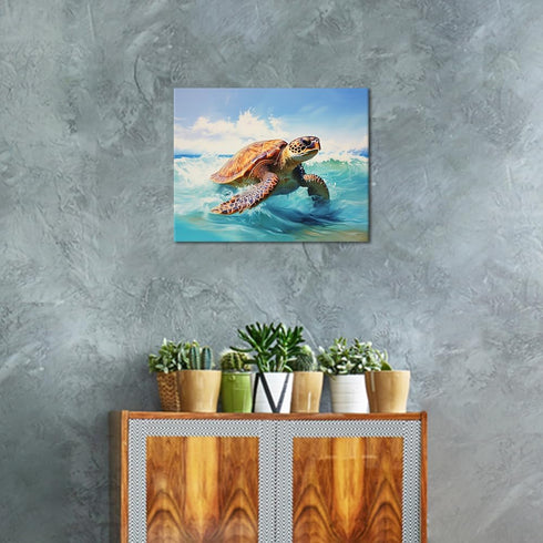 TFIAVSIN Paint by Number for Adults Sea Turtle Paint by Numbers Tropical Sandy Shore Landscape Oil Painting for Adults DIY Paint by Number Kits Ad...