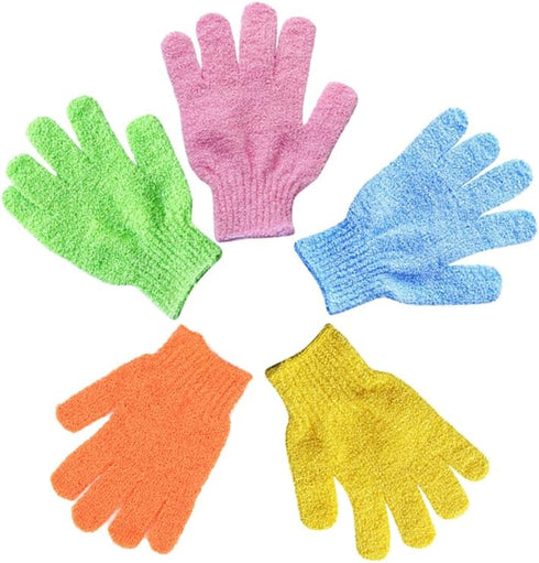 Exfoliating Gloves, 5 Pcs, Skin Exfoliator for Body, Shower Gloves, Scrub Gloves Exfoliating, Exfoliating Body Scrub Gloves, Loofah Glove, Exfolia...
