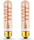 T10 LED Bulbs 40 Watt Equivalent 4W Dimmable Edison Tubular Light Bulb E26 Medium Base 2700K Warm White, T10 Vintage Amber Glass Spiral Filament L...