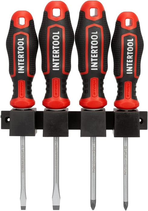 INTERTOOL 4-Piece Magnetic Screwdriver Set, Phillips & Flat Head, S2 Steel, Premium Grip Handles, Rust Resistant, General Purpose Repair Kit VT08-...