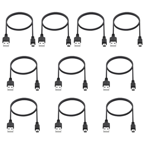 Smays Mini USB Cable 3ft 10-Pack Bulk, Mini-B Charger Cord Black...
