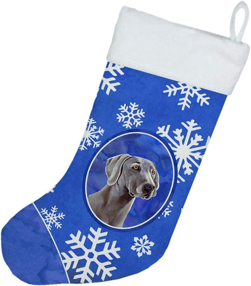 Caroline's Treasures LH9296-CS Weimaraner Winter Snowflakes Holiday Christmas Stocking Fireplace Hanging Stockings Christmas Season Party Decor Fa...