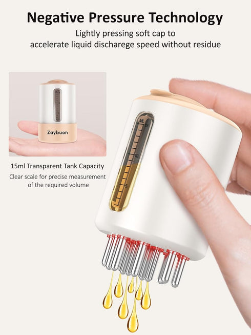 Electric Hair Oil Applicator with 12 Teeth, 7 Liquid Dispensing and 15ml High Capacity, Hair Oil Applicator and Scalp Massager, Advanced Scalp Car...