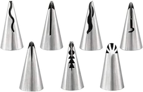 A Set of 7pcs Stainless Steel Russian Ruffle Skirt Icing Piping Tips Nozzles Pastry Cake Cupcake Decorating Baking Tool...