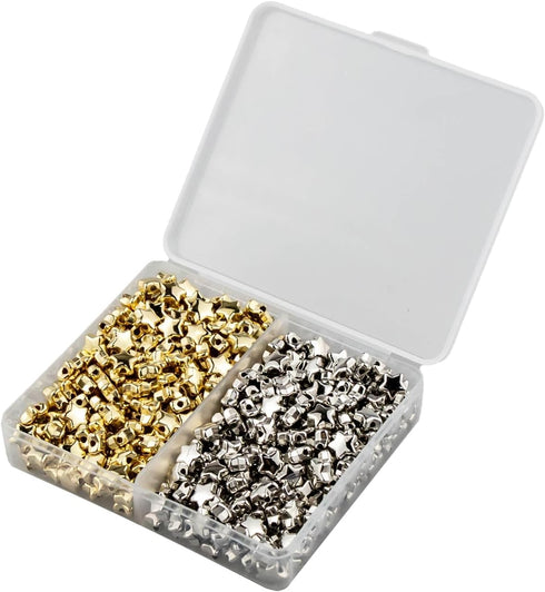 Bulk Set of 400 6mm Large Hole Star Loose Beads - Star Spacer Beads, Charm Buttons, Shaped Beads with Storage Box for DIY Crafts, Bracelet, Neckla...