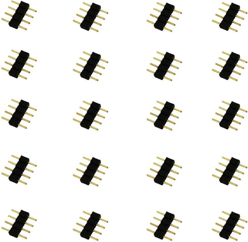 20pcs 4 Pin LED Strip Connector Male to Male Adapter Plug for SMD 5050 3528 2835 RGB LED Strip TV Backlight LED Tape Flexible LED Ribbon LED Rope ...