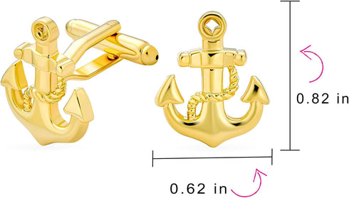 Yacht Boater Sailor Nautical Rope & Boat Anchor Cufflinks For Men Silver Yellow Gold Plated Stainless Steel...