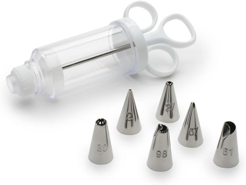 Fox Run Icing Syringe Decorating Set, Metallic, 7-Piece, 2.25 x 3 x 8 inches...