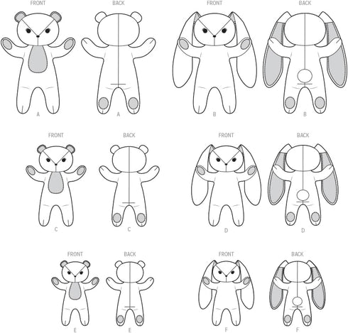 Simplicity Bears and Bunnies Plush Animals Sewing Pattern Packet, Design Code S9941, Sizes Vary, Multicolor...