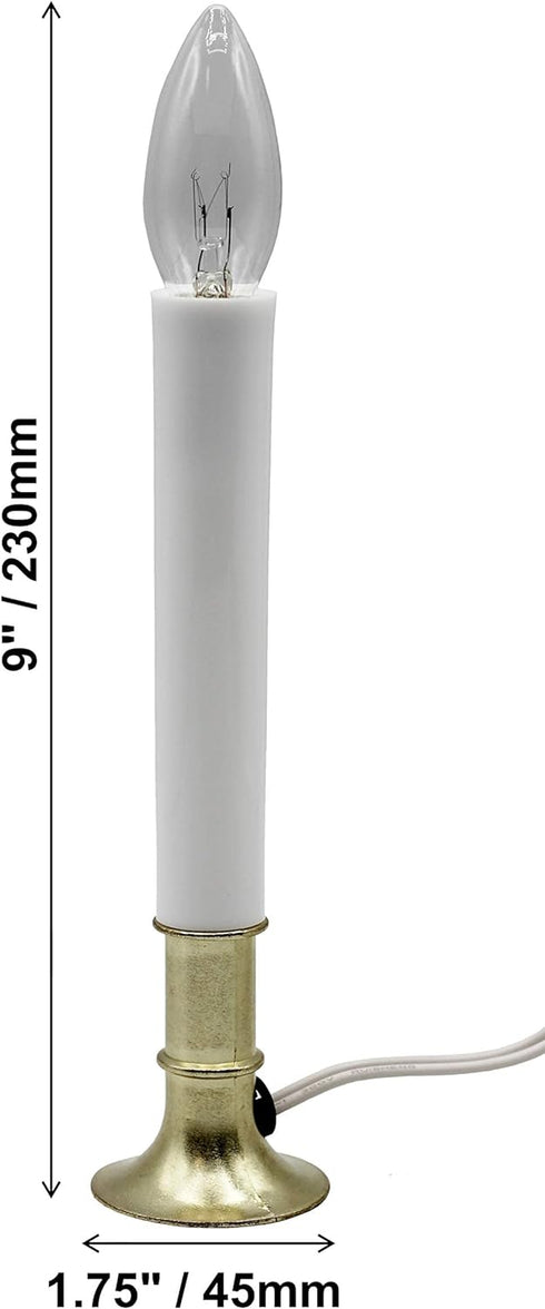 Creative Hobbies Electric Window Candle Lamp with Brass Plated Base, Dusk to Dawn Sensor Turns Candle on in Dark and Off in Light, Ready to Use!...