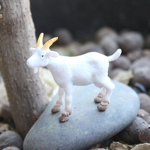 NUOBESTY Mini Goat Figurines 6pcs Plastic Realistic White Goat Animals Simulated Small Lambs Action Models Tiny Farm Sheep Figures Learning Educat...