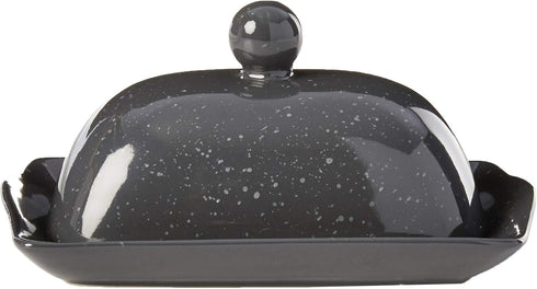 Boston Warehouse Speckleware Butter Dish with Lid, Charcoal...
