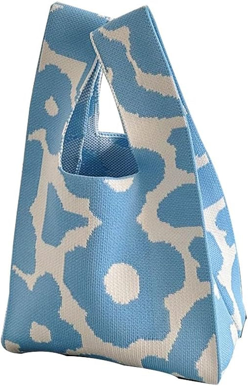 Crochet Knit Tote Bag for Women,Cute Knot Wristlet Knitted Bag Portable Purse Tote,Knitting Handbags Aesthetic Knit Purse Women Handmade Knit Hand...