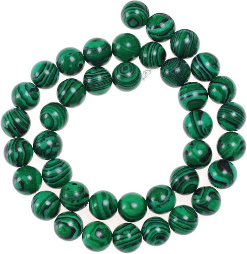 Natural Stone Beads 12mm Malachite Gemstone Round Loose Beads Crystal Energy Stone Healing Power for Jewelry Making DIY,1 Strand 15"...