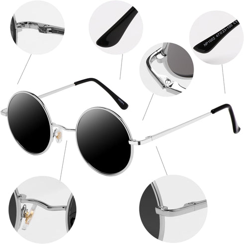 NIEEPA Vintage Small Round Polarized Hippie Sunglasses for Men Women Circle Sun Glasses NP1002...