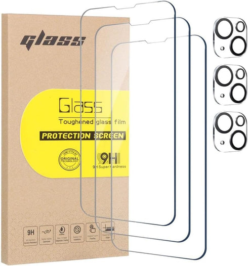 Screen Protector for iPhone 15 Plus-3 Pack Screen Protector with 3 Pack Tempered Glass Camera Lens Protector, Ultra HD, 9H Hardness, Scratch Resis...