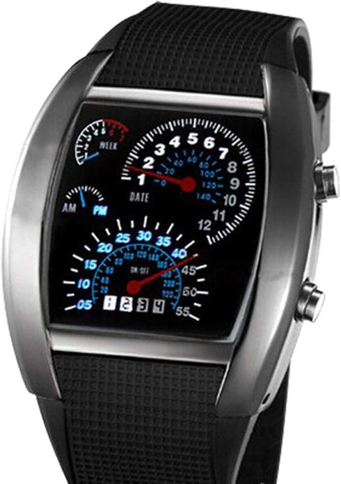 FANMIS Men's Digital Fashion Cobra LED Watches Silicone Iron Triangle Dial Sports Wrist Watch...