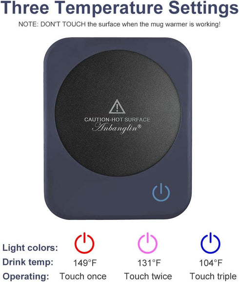 AnbanglinCoffee Mug Warmer, Smart Cup Warmer for Desk, 3 Temperature Control & Auto Shut Off, Electric Cup Warmer for Heating Candle,Milk,Tea,Beve...