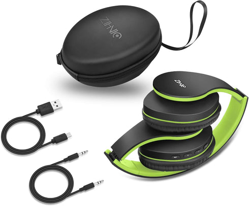 ZIHNIC Bluetooth Headphones Over-Ear, Foldable Wireless and Wired Stereo Headset Micro SD/TF, FM for Cell Phone,PC,Soft Earmuffs &Light Weight for...
