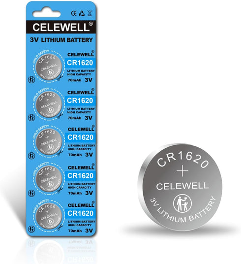 CR1620 5 Pack for Key Fob Tracker 70mAh 3V Lithium Battery ?5-Year Warranty?...