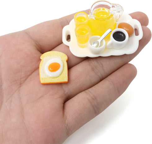 Honbay 9PCS Plastic Mini Fake Food Model Miniature Breakfast Set Mini Kitchen Accessories for Mini House Outdoor Garden Party Celebration (8 Style...