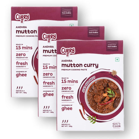 CURRYiT Preservative Free Andhra Mutton Curry | PACK OF 3 | Chicken & Lamb Curry Paste | Indian Food Cooking Sauce | Non-GMO | Gluten Free | Ready...