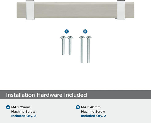 Amerock | Cabinet Pull | Satin Nickel/Polished Chrome | 3-3/4 inch (96 mm) Center to Center | Overton | 1 Pack | Drawer Pull | Drawer Handle | Cab...