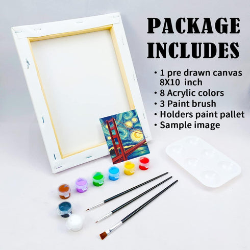 VOCHIC Canvas Painting Kit Pre Drawn Canvas for Painting for Adults Party Kits Paint and Sip Party Supplies 8x10 Canvas to PaintThe Starry Night G...