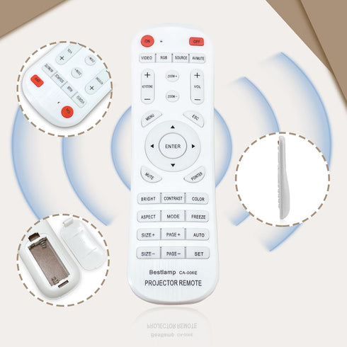 Universal Projector Remote Control ONLY Work for Acer BenQ Dell Eiki Epson Fujitsu Hitachi Infocus Mitsubishi NEC Optoma Toshiba Sharp Sanyo Sony ...