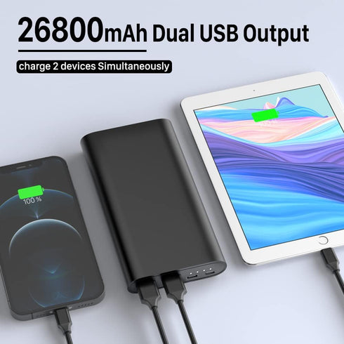 26800mAh Portable Charger Power Bank, Dual USB w/USB-C Fast Charging Battery Pack Portable Phone Charger for iPhone 15 14 13 X SE 8, iPad,Airpods,...