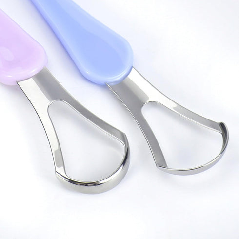 Tongue Scraper & Tongue Brush Set,Tongue Cleaner with Travel Case for Adults & Kids,Oral Care Hygiene Essentials (2pcs,Blue+Purple)...