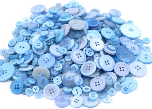 Swpeet 650 Pieces Assorted Sizes Resin Buttons 2 and 4 Holes Round Craft Buttons for Sewing DIY Crafts Children's Manual Button Painting (Light Bl...