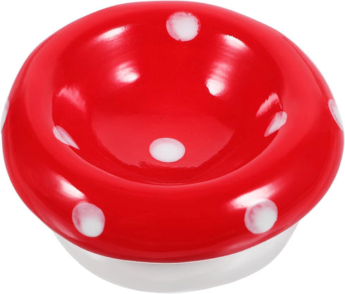 Ipetboom Ceramic Bowl Mushroom Kitten Food Bowl Guinea Pig Bowl Ceramics Water Bowl Feeding Tray Porcelain Nest for Rabbit Guinea Pig Hedgehog Squ...