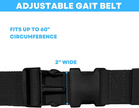 Gait Belt with Plastic Buckle by LiftAid - Transfer and Walking Aid with Belt Loop Holder for Assisting Therapist, Nurse, Home Care - 60"L x 2"W (...