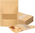 100 Pcs Resealable bags, 3.5" x 5.5" Sealable Stand Up Kraft Paper Bags with Matte Window, Zip Lock Food Storage Bags for Packaging Products...