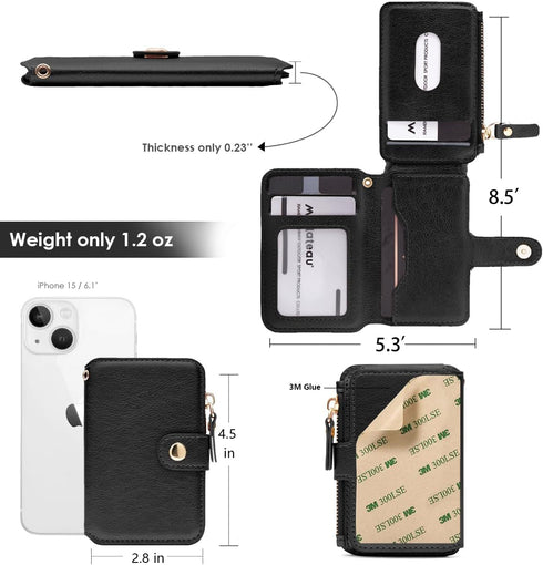 M-Plateau Small Wallet for Women Large Capacity with ID Window, Phone Wallet with 3M Adhesive Card Holder for Phone Case (Compatible with Most Sma...