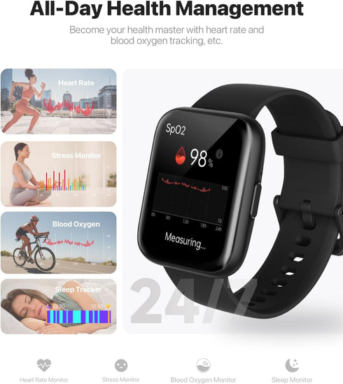 Smart Watch for Men Women - Answer/Make Calls/Quick Reply/AI Voice Assistant, 1.83" for Android iPhone Samsung Compatible IP68 Smartwatch Blood Ox...
