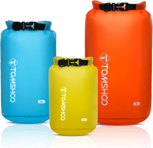 TOMSHOO Dry Bag 3-Pack/5-Pack, Lightweight Waterproof Bags Roll Top Sack Set Keeps Gear Dry for Hiking, Beach, Fishing, Kayaking, Boating, Swimmin...