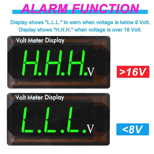 57.2x29.3x11.8mm Digital Voltmeter Tester Waterproof Monitor Meter Battery Capacity Indicator Green LED Digital Voltmeter for Automotive and Subst...