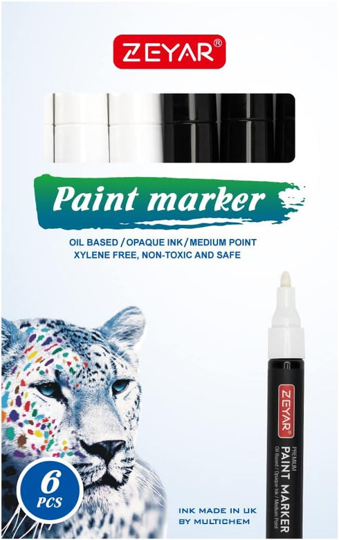 ZEYAR Permanent Oil-Based Paint Markers, Medium Point, Waterproof ink, Expert of Rock Painting, Great on Mug, Rock, Glass, Canvas, Metal and more ...