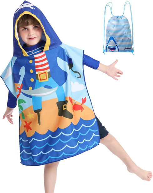 Children Hooded Beach Towel Toddler Boys Bath/Pool/Swim Poncho Cover-ups Swimwear, Pirate Theme...