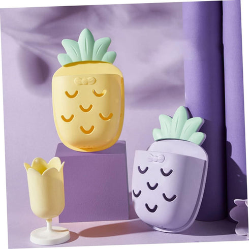 Hemoton 2 Pcs Wall Hanging Storage Basket Pineapple Bathroom Wall Organizer Toiletry Organizer Wall Mounted Toothbrush Holders Mobile Phone Stand ...