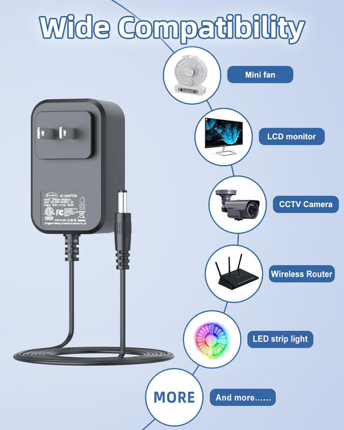 18V 2A 36W AC/DC Power Supply Adapter, Center Positive DC Plug 5.5x2.1mm for 18 Volt 100mA ~ 2000mA Equipment, Power Supply for Vacuum Cleaner,Hum...